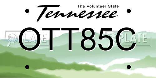 OTT85C Tennessee License Plate