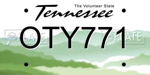 OTY771 Tennessee License Plate