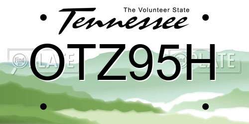 OTZ95H Tennessee License Plate