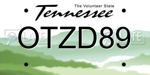 OTZD89 Tennessee License Plate