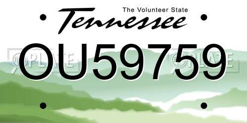 OU59759 Tennessee License Plate