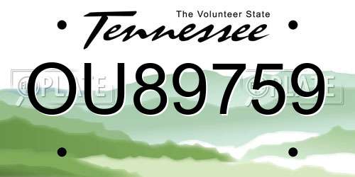 OU89759 Tennessee License Plate