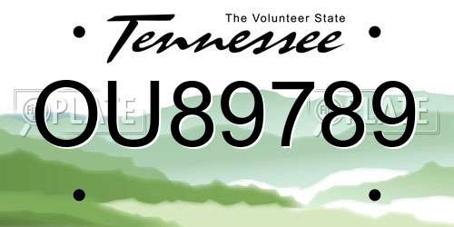OU89789 Tennessee License Plate