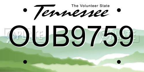 OUB9759 Tennessee License Plate