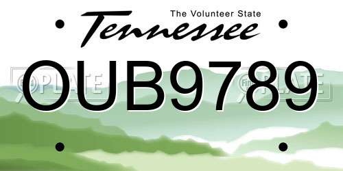 OUB9789 Tennessee License Plate