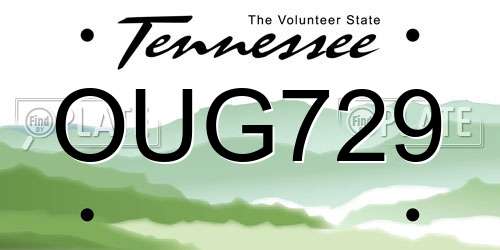 OUG729 Tennessee License Plate