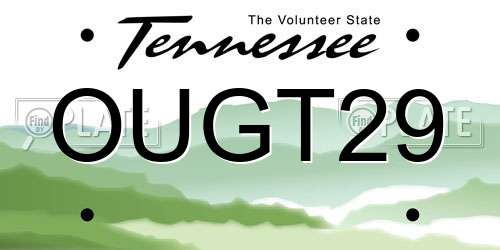 OUGT29 Tennessee License Plate
