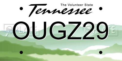 OUGZ29 Tennessee License Plate