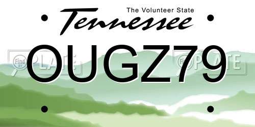 OUGZ79 Tennessee License Plate