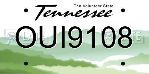 OUI9108 Tennessee License Plate
