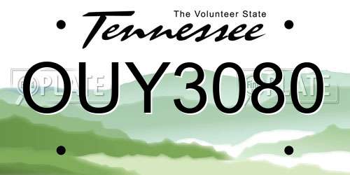OUY3080 Tennessee License Plate