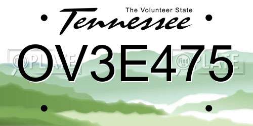 OV3E475 Tennessee License Plate