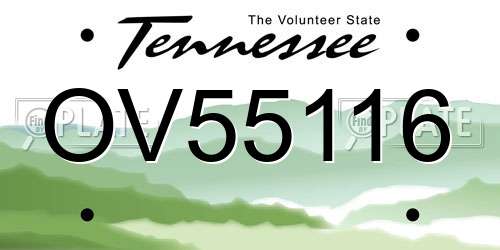 OV55116 Tennessee License Plate