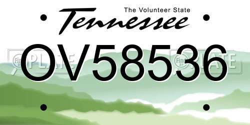 OV58536 Tennessee License Plate
