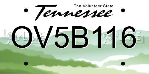OV5B116 Tennessee License Plate