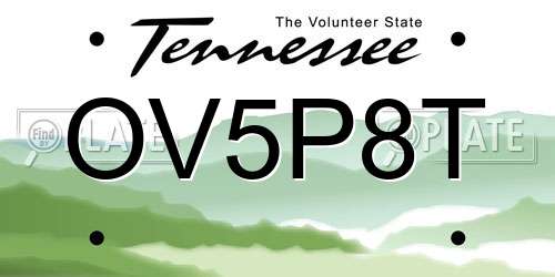 OV5P8T Tennessee License Plate
