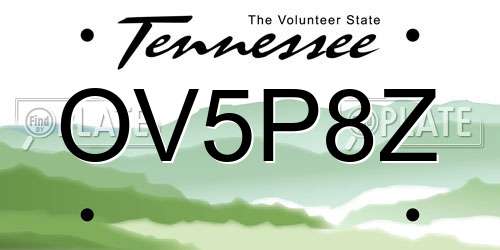 OV5P8Z Tennessee License Plate