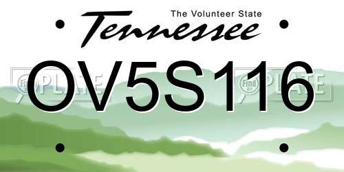OV5S116 Tennessee License Plate