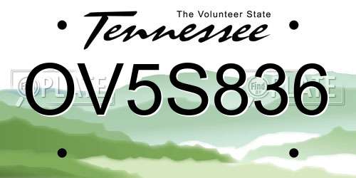 OV5S836 Tennessee License Plate