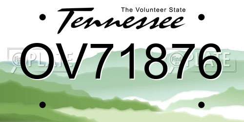 OV71876 Tennessee License Plate