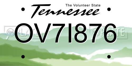 OV7I876 Tennessee License Plate