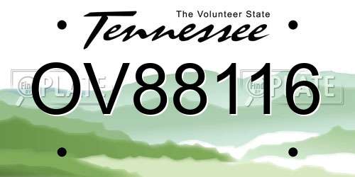 OV88116 Tennessee License Plate