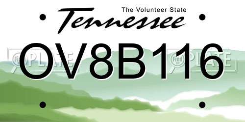 OV8B116 Tennessee License Plate