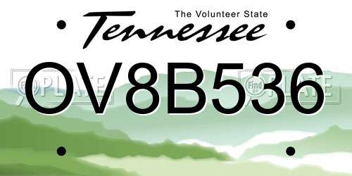 OV8B536 Tennessee License Plate