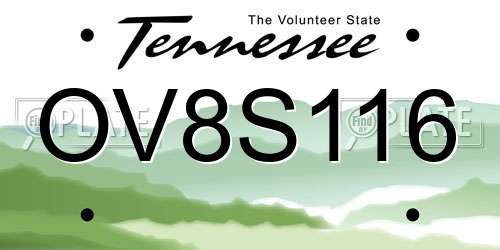 OV8S116 Tennessee License Plate