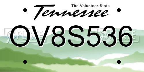 OV8S536 Tennessee License Plate