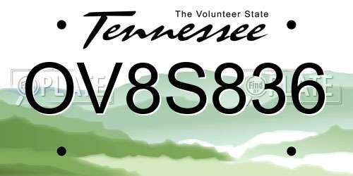 OV8S836 Tennessee License Plate