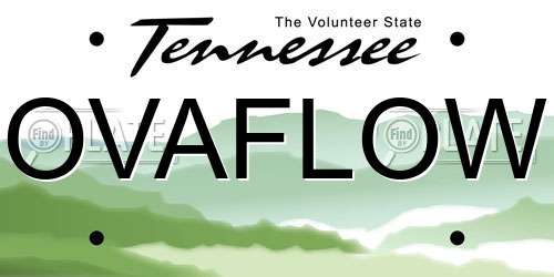 OVAFLOW Tennessee License Plate