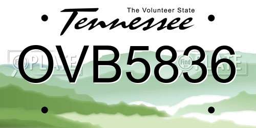 OVB5836 Tennessee License Plate