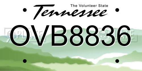 OVB8836 Tennessee License Plate
