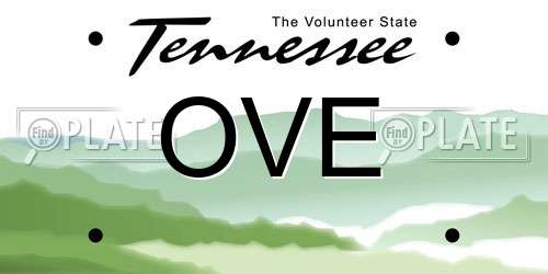 OVE Tennessee License Plate