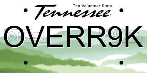 OVERR9K Tennessee License Plate