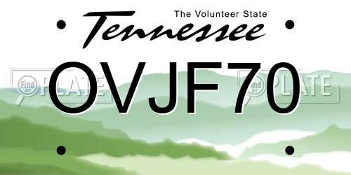 OVJF70 Tennessee License Plate