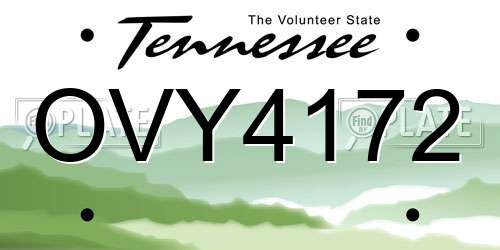 OVY4172 Tennessee License Plate