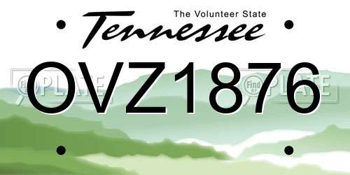 OVZ1876 Tennessee License Plate