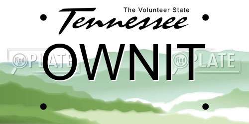 OWNIT Tennessee License Plate