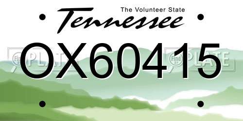 OX60415 Tennessee License Plate