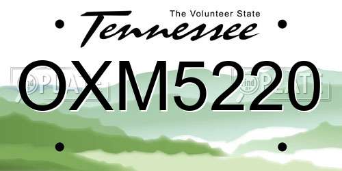 OXM5220 Tennessee License Plate