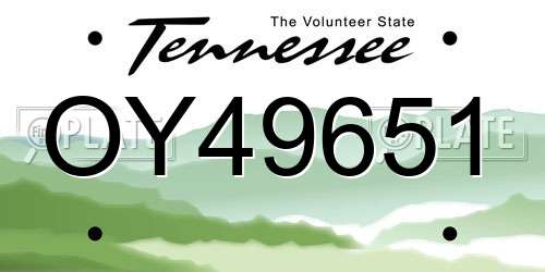 OY49651 Tennessee License Plate