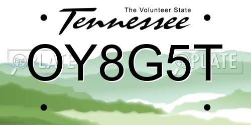 OY8G5T Tennessee License Plate