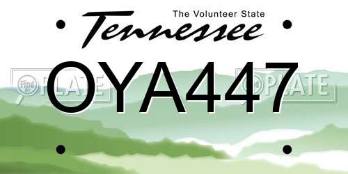 OYA447 Tennessee License Plate