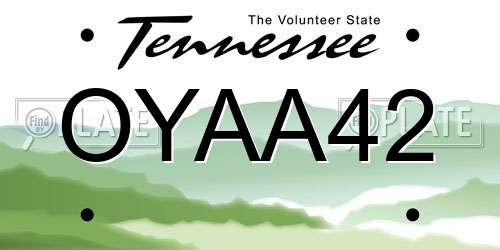 OYAA42 Tennessee License Plate