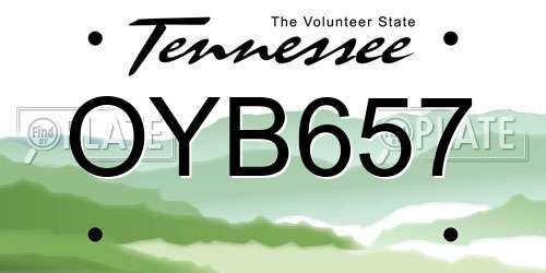 OYB657 Tennessee License Plate