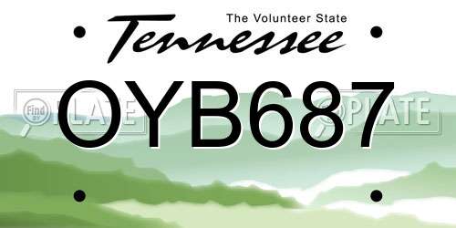 OYB687 Tennessee License Plate