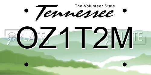 OZ1T2M Tennessee License Plate