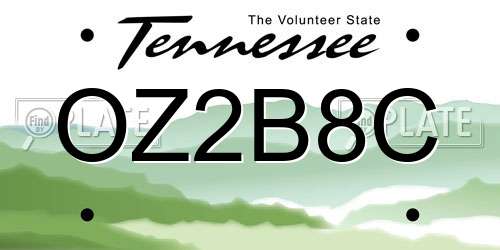 OZ2B8C Tennessee License Plate